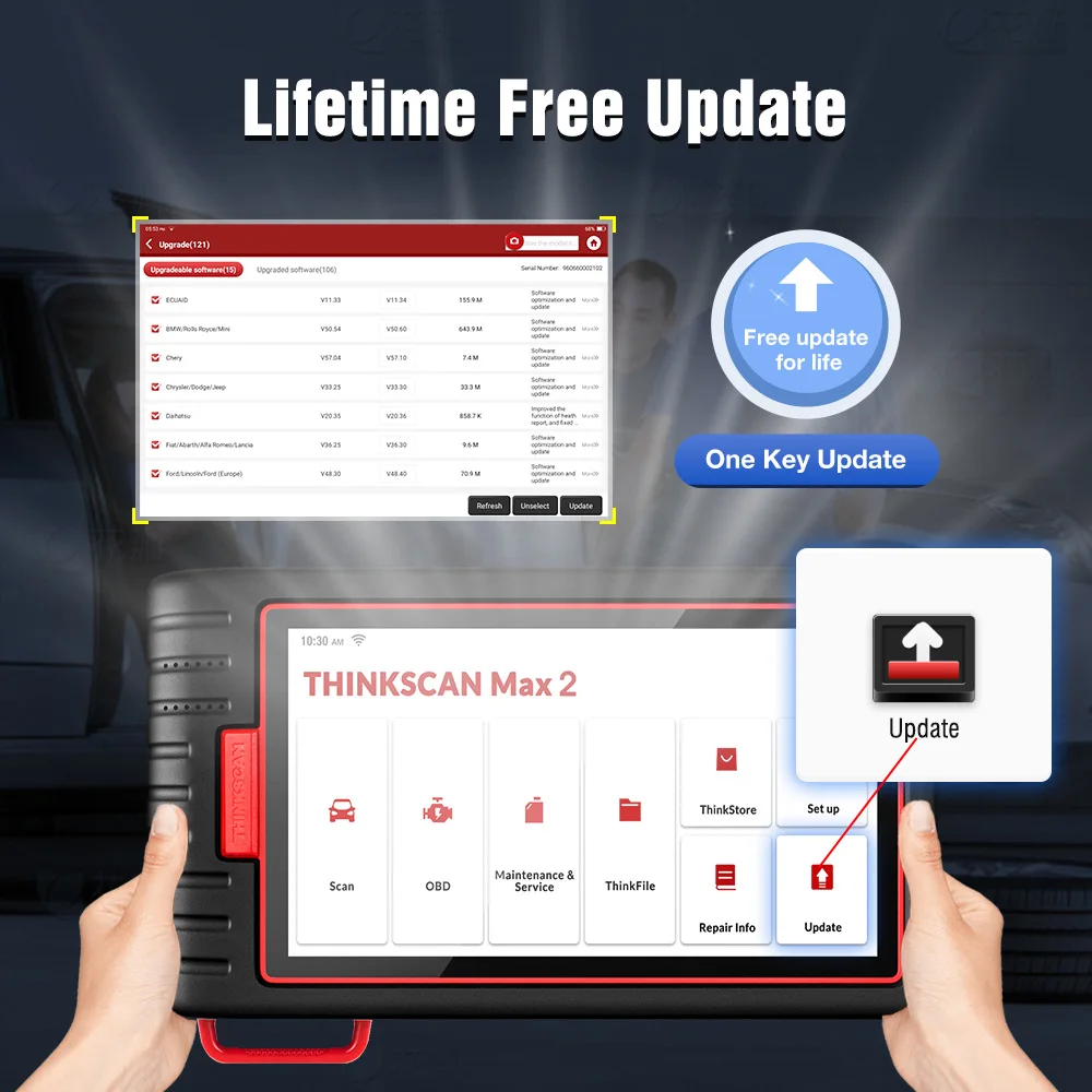 Thinkcar OBD2 스캐너 무선 Thinkscan Max2 평생 무료 업그레이드 진단 도구 CAN-FD 프로토콜 모든 시스템