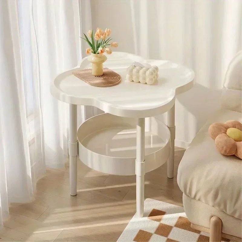 Clover Sofa Side Table - Double Layer Coffee Table for Living Room  Bedroom Storage