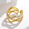 88128-5b91e1.jpg Bague Vintage en acier inoxydable pour femmes, anneau d'ouverture d'huile goutte à goutte blanche, Simple, couleur or, géométrique réglable, bijoux 2023