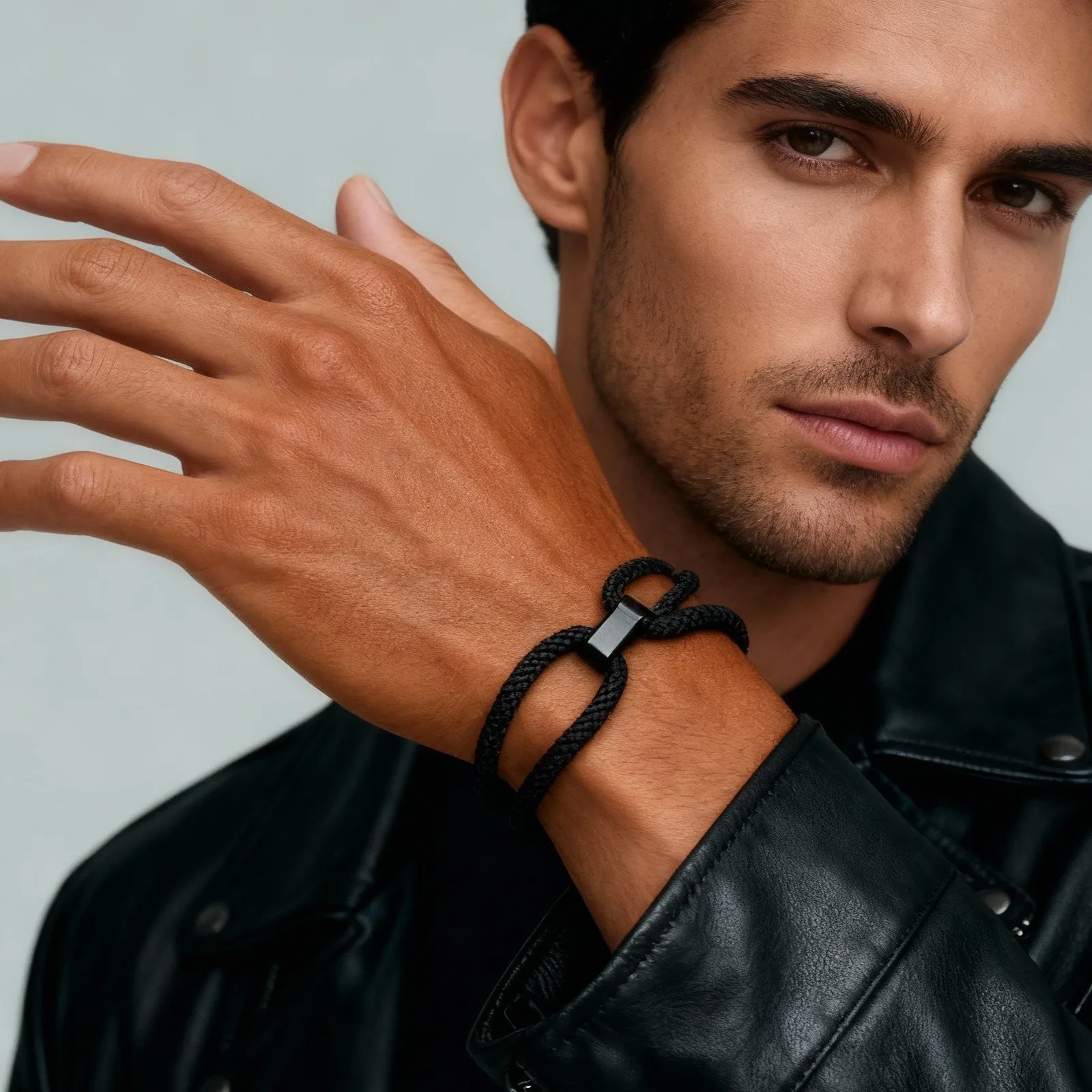 Individuelles Schwarzes Mailänder Seil-Armband für Männer und Frauen, Edelstahl-Röhren Verstellbares Armband, Personalisiertes Schmuck-Geschenk – Detail 4