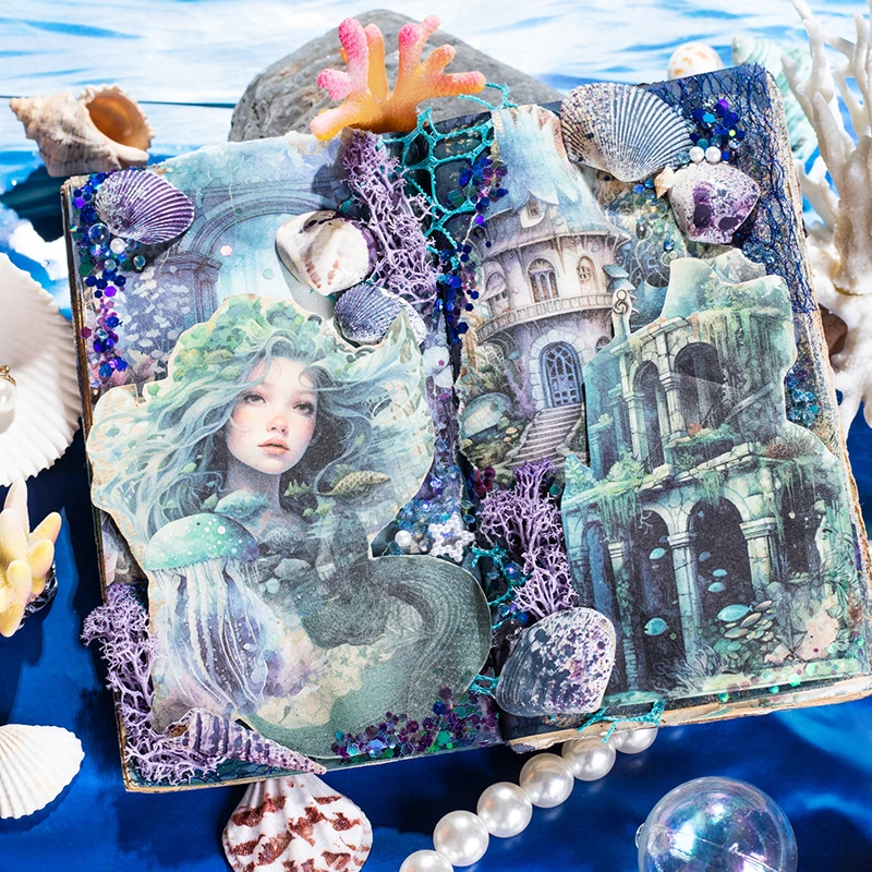 Yoofun 30pcs Underwater Fantasy Vintage Mermaid Collage Decor Material Paper Creative DIY Junk Journal Stationery Papers 5