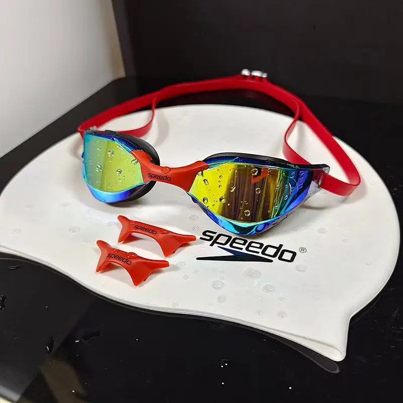 2300 black and red swimming goggles + white swimming cap