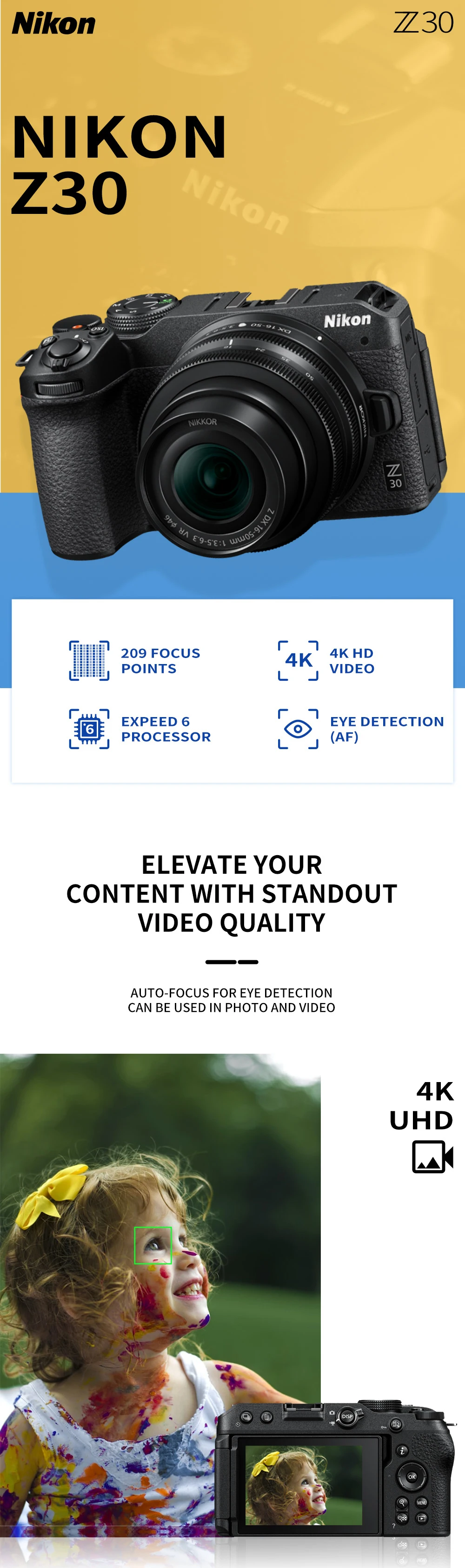 NIKON Z30 EntryLevel Mirrorless Cameras For Beginners 4K HD Live