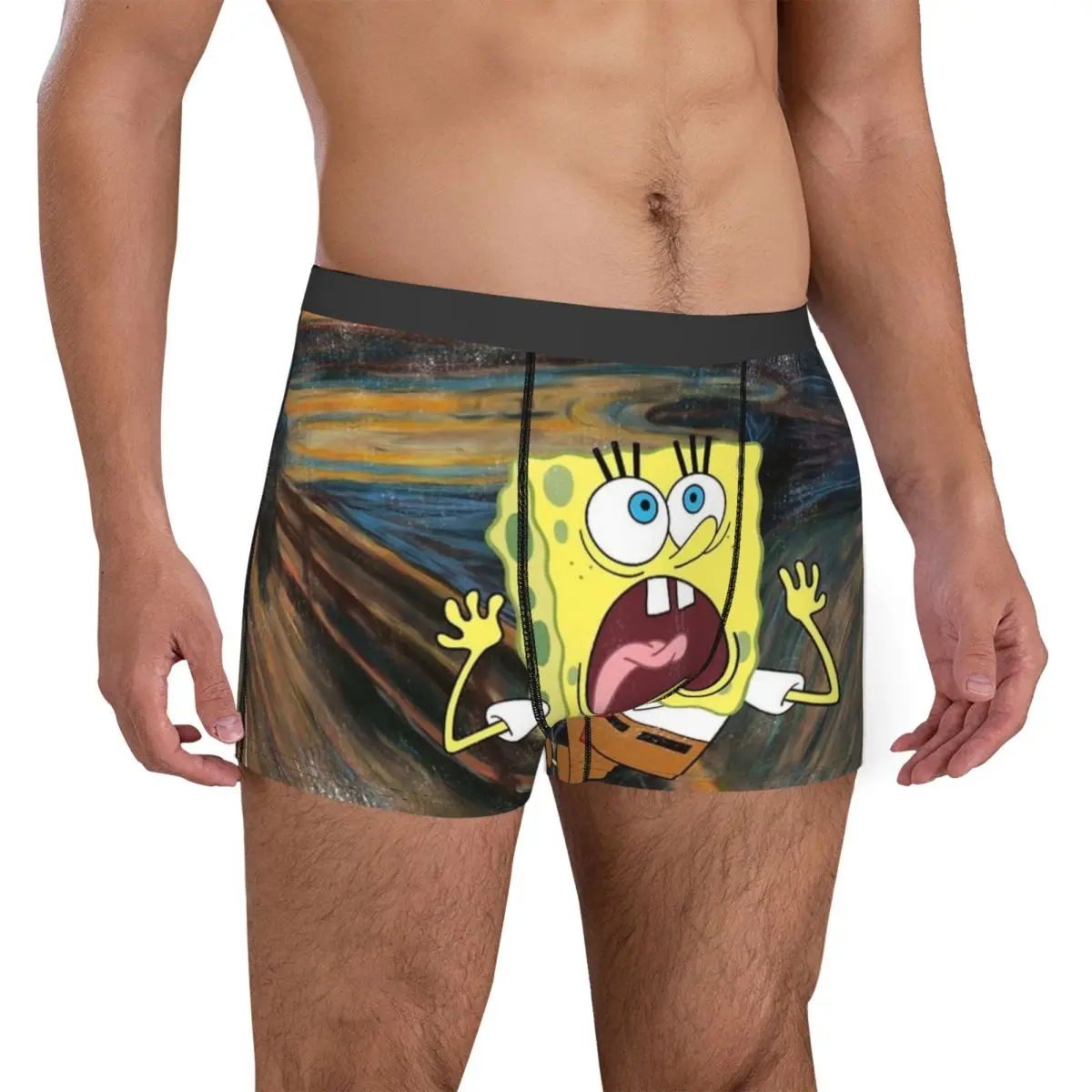 Funny SpongeBobed Scream Painting Boxers Fun Underwear Funny Cartoon Boxer Briefs Gag Gift For Men 3