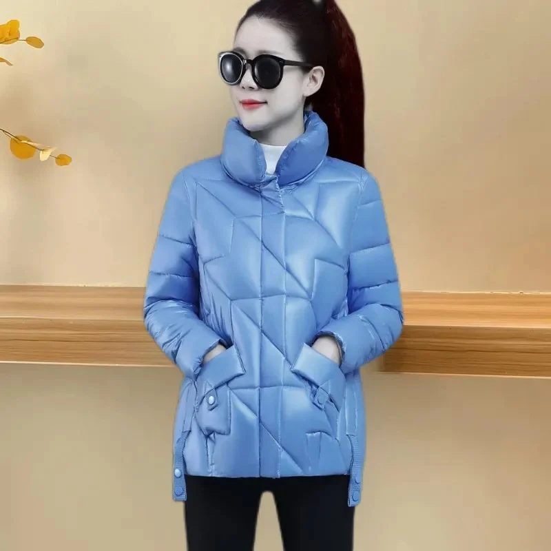 

2024 New Women Jacket Winter Parkas Short Coat Female Glossy Down Cotton Jackets Warm Parka Women Outwear Cotton Padded Jackets