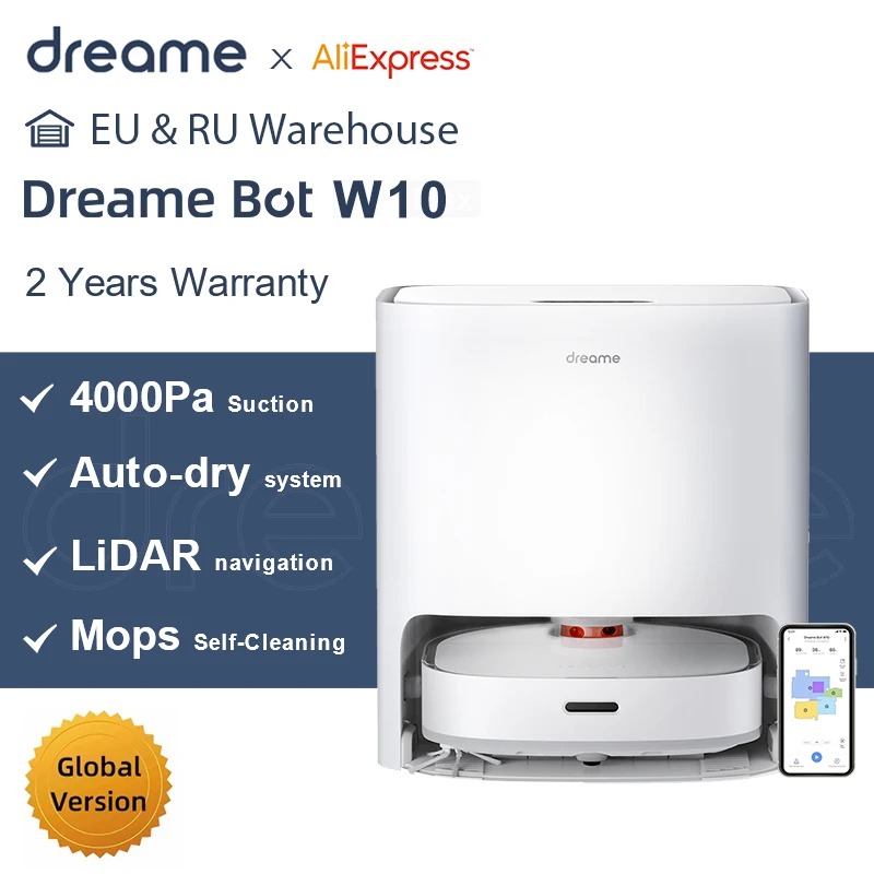 Dreame Bot W10 Self Cleaning Robot Vacuum Cleaner 4000Pa Strong Suction