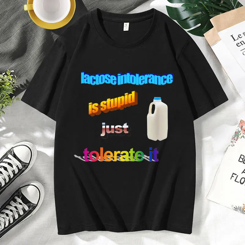 

Lactose Tolerant T Shirt Oddly Specific Funny Gift for Lactose Intolerant T-shirt Men Women's Fashion Oversized Short Sleeve Tee