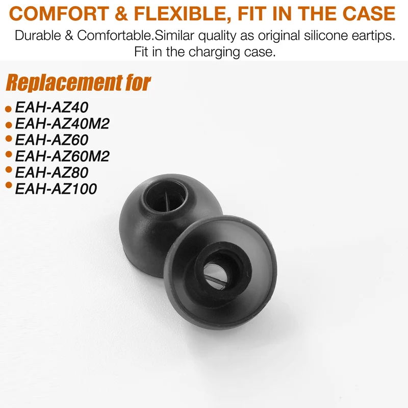 Silicone Eartips Compatible with Technics EAH-AZ40 / AZ40M2 / AZ60 / AZ60M2 / AZ80 / AZ100 Earbuds
