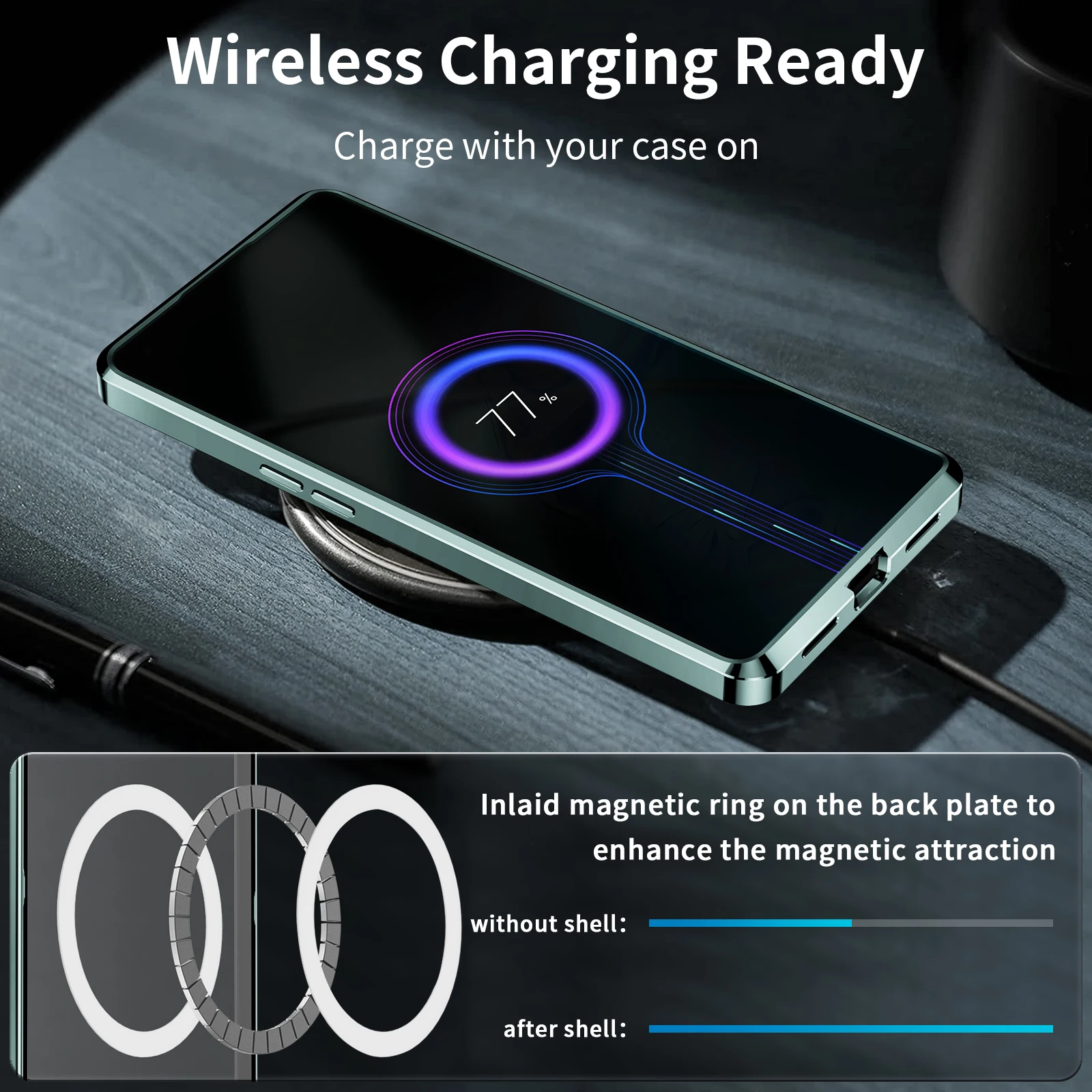 Magnetic Wireless Charge Case For Oneplus 11 Case Ultra-thin Metal Bezel Transparent Magnetic Suction Back For One plus 11 Cover