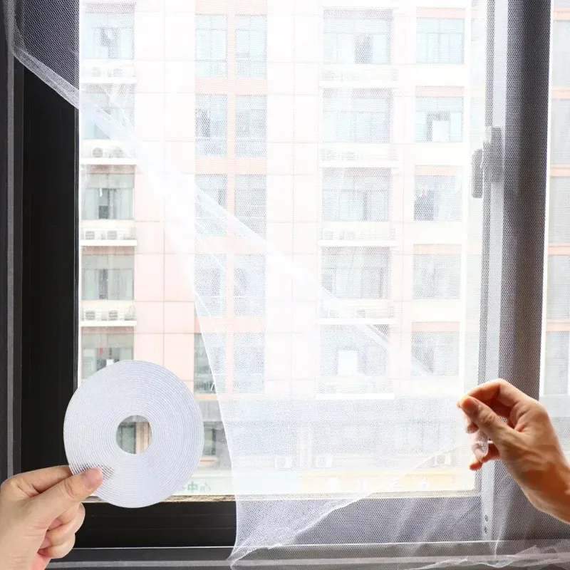 1/2/3개 자체 접착식 보이지 않는 스크린 여름 모기 방지 및 곤충 방지 스크린 간단한 작동 흰색 및 검정색 스크린