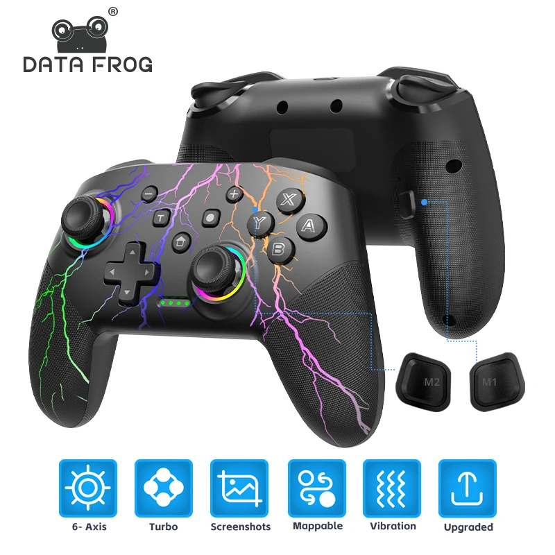 Enhanced Wireless Pro Gamepad with Rechargeable Battery, Programmable Turbo, and RGB Lighting