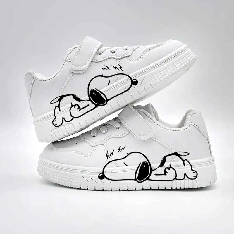 2025 Snoopy Design Trendy Kids Shoes Low Top White Sneakers Unisex Cartoon Casual Skate Shoes 3