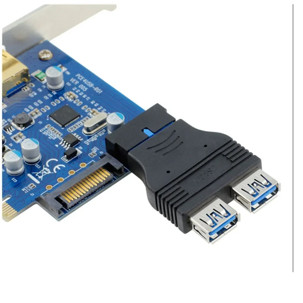 

Suitable for computer motherboard 20pin to USB 3.0 conversion connector 19pin to USB dual female port 3.0 expansion head