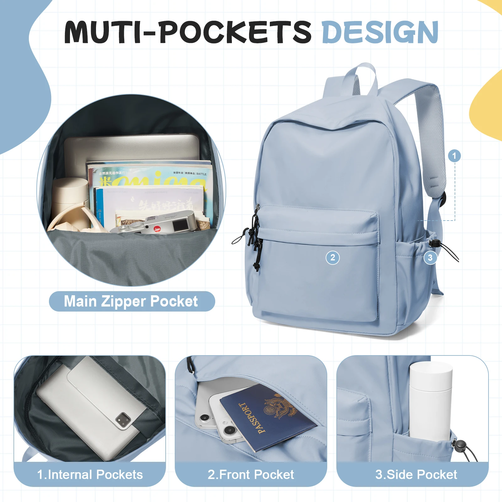 School Backpack Teenager Student Girl Boy Casual Daypack Bag Student Travel Backpack, Laptop Bag, rucksack damen Casual Backpack