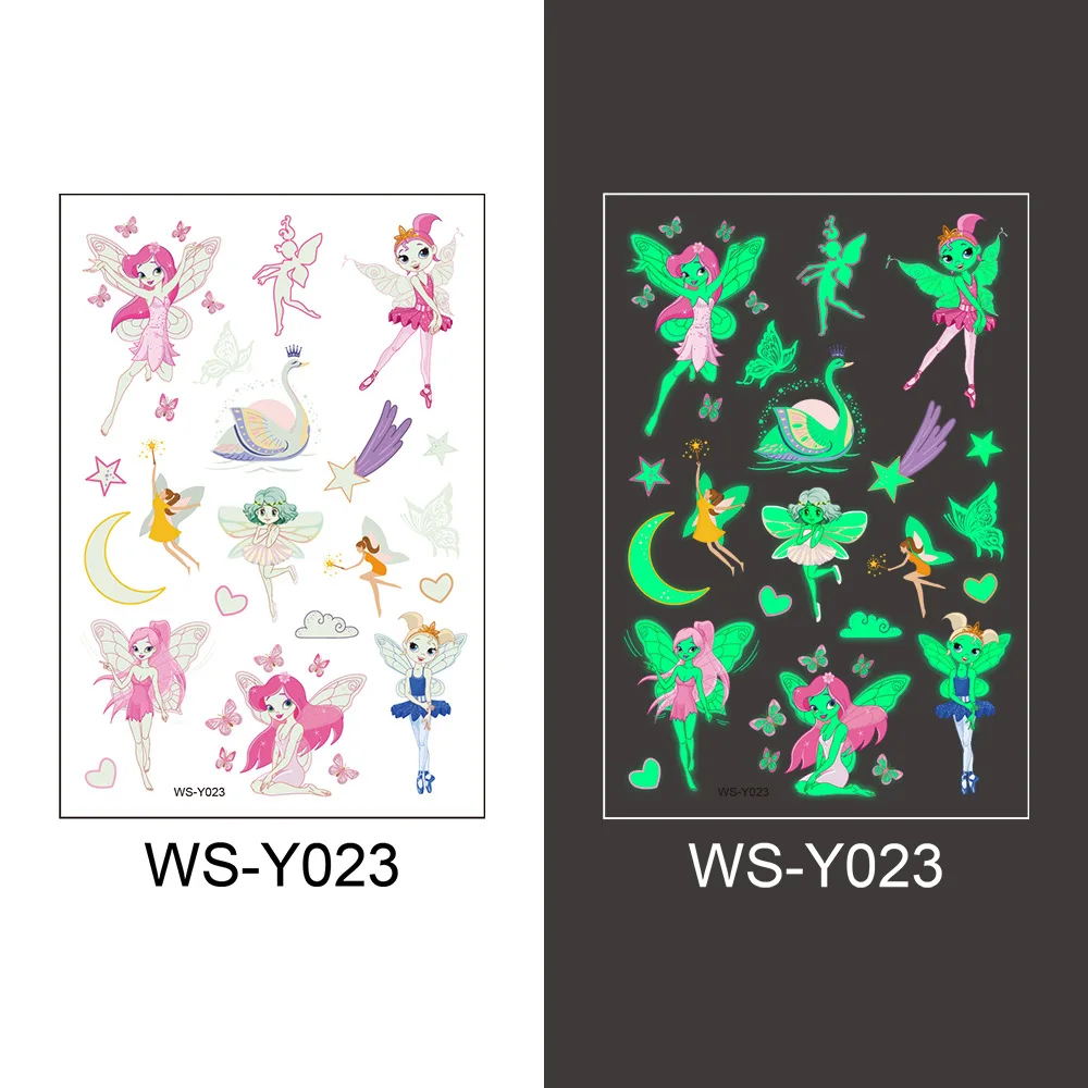 Tattoo Stickers Temporary Fake Tattoos Glow Paste for Children Body Art Mermaid