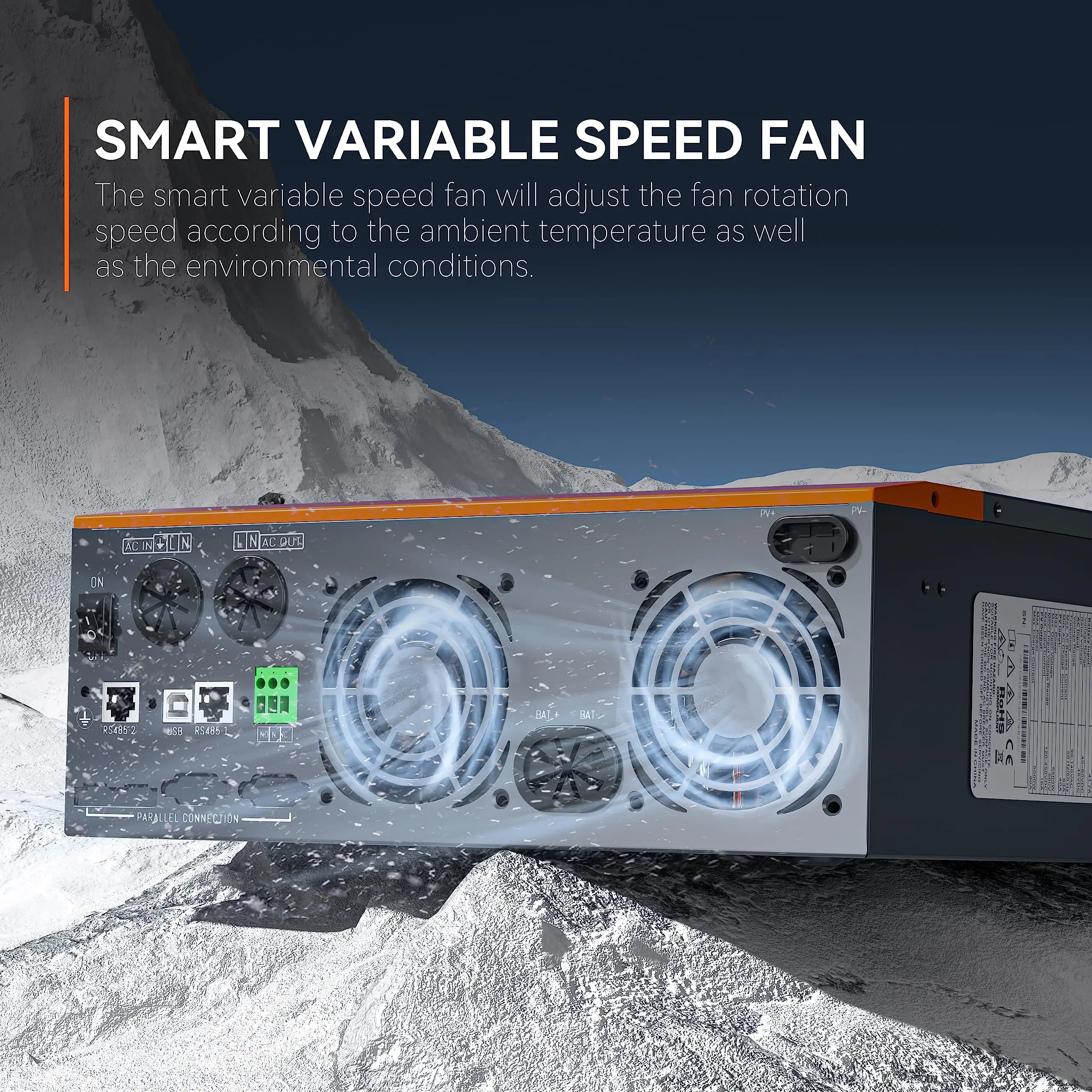 PowMr 하이브리드 태양광 인버터 MPPT 오프 그리드 인버터, 순수 사인파, 최대 PV 입력, 500V, 5.5KW, 110V, 120V, 80A, 5KW, 48V