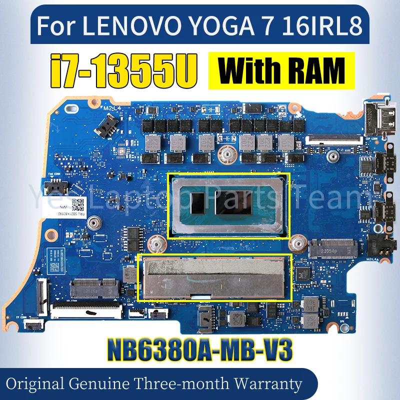 NB6380A-MB-V3 For LENOVO YOGA 16IRL8 Laptop Mainboard 5B21K80592