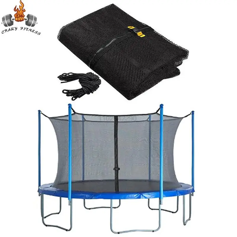 6/8/10FT Trampoline Replacement Safety Net Weather-Resistant Protection Net with Double-Headed Zipper for Kid Outdoor Sports