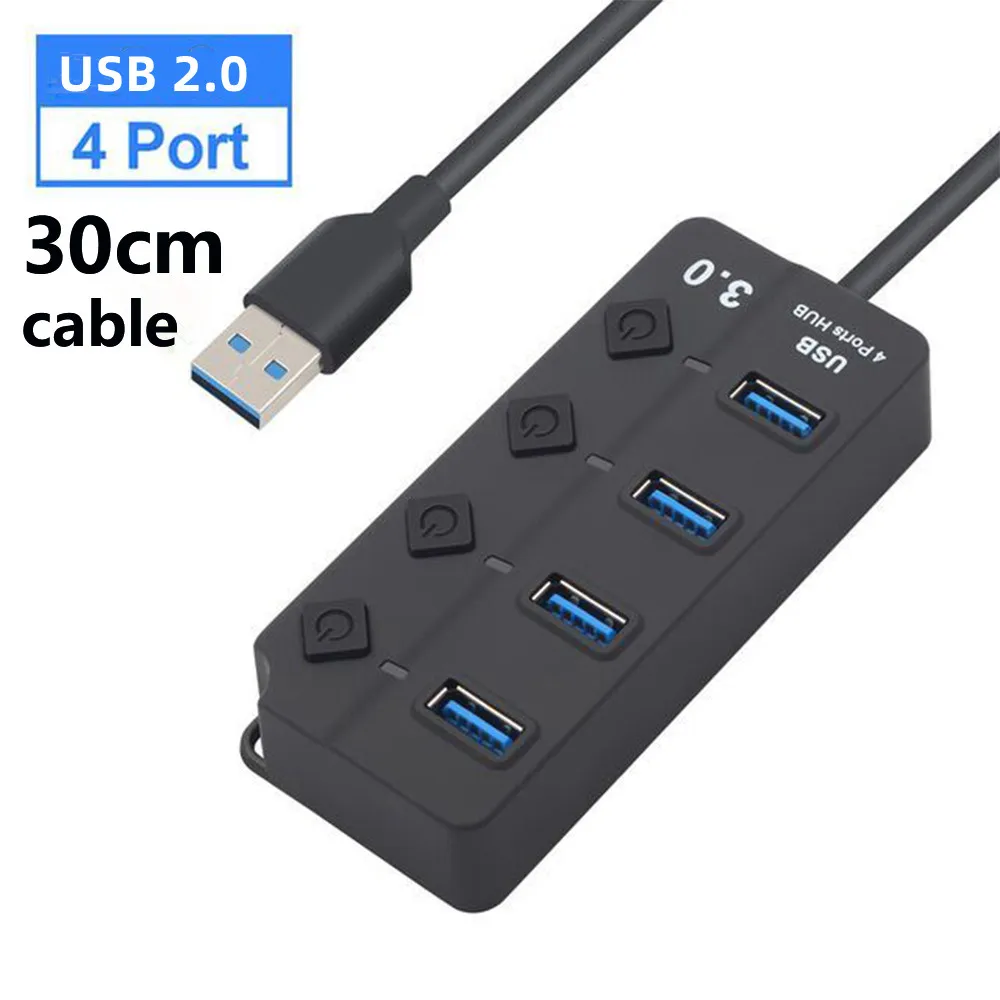 RUNBERRY USB Hub 3.0 Multiprise High Speed Splitter 4 Port 5Gbps Power  Adapter with Switch Long Cable with Multiple Expander Hub - AliExpress