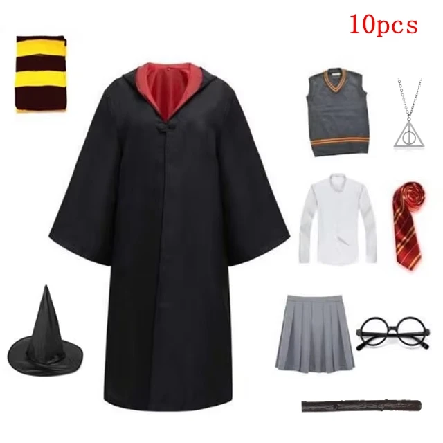 Harri Potter Adult Kids Hogwarts Costume Magic Robe Hermione Cosplay ...