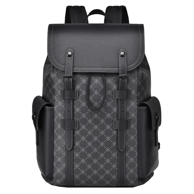 New 15.6-inch men's backpack Leisure printed textured business computer laptop Fashion high-capacity bags for women