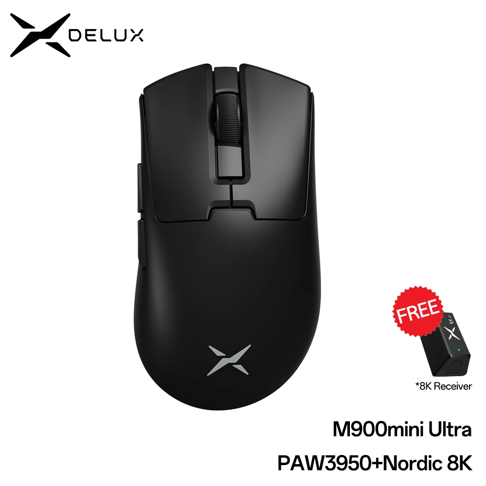 Delux M900mini Ultra Wireless Gaming Mouse Ergonomic Mice PAW3950 8KHz 45g Lightweight for Medium to Small Hands PC Laptop Gamer wireless mouse gaming mouse wireless gaming mouse