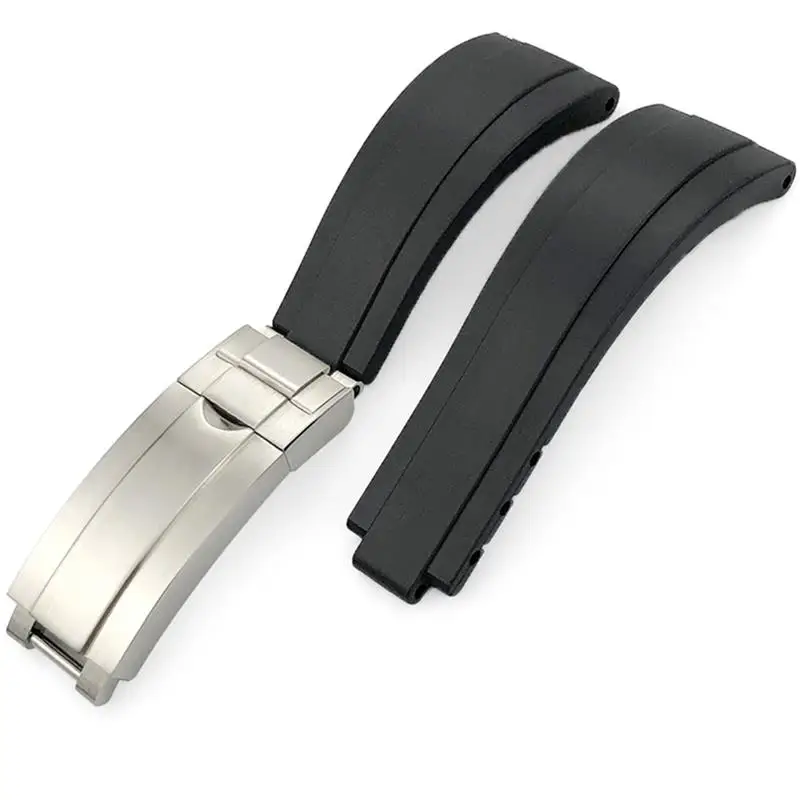 SCHIK Rubber Watchband 20mm 21mm Fit for Rolex Submariner GMT Daytona Oyster Perpetual Yacht Master Slide Lock Buckle Silicone
