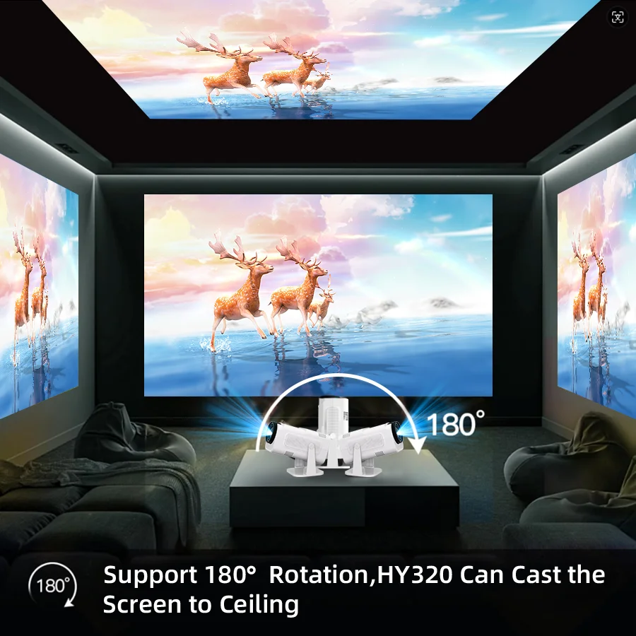 F110 Projector 4K Native HD 1080P Dual Wifi6 Cinema Portable Projetor Built-in Android System suitable for home/outdoor/office