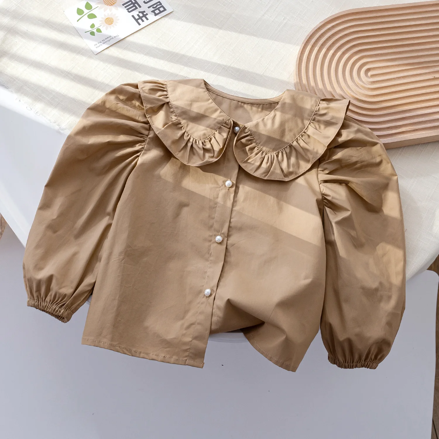 Girls Long Sleeve Shirts Children's Blouses Lace Floral Embroidery Turn Down Collar Girls Blouse Shirt