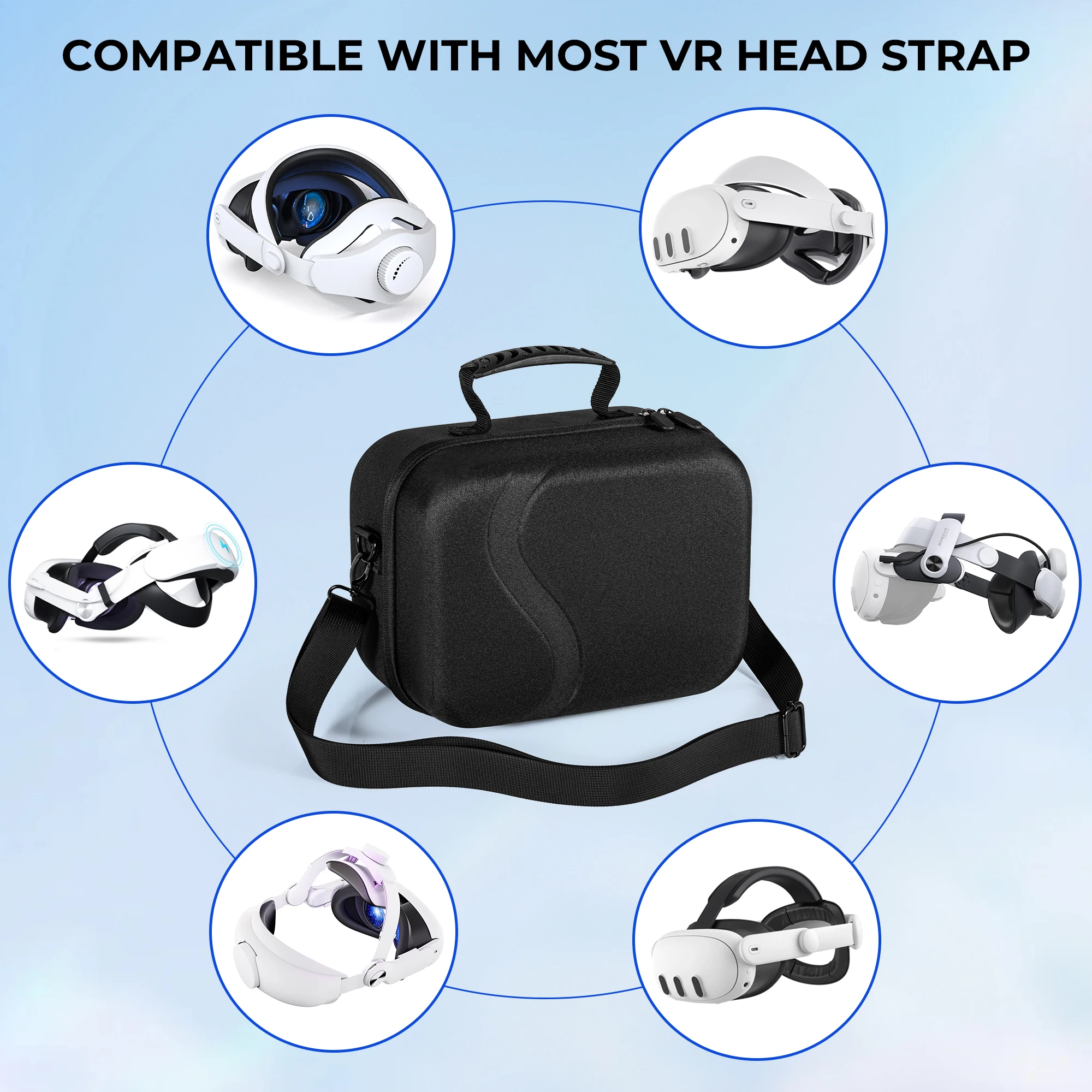 메타 퀘스트 3 여행용 숄더백, 대형 하드쉘 케이스, 퀘스트 3 보관 가방, VR 액세서리 휴대용 케이스