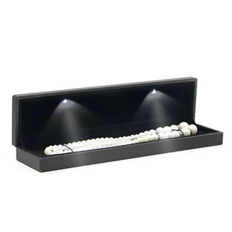 Pearl Necklace Box Jewelry Packaging Long Necklace Box With Light Jewelry Storage Box Long Chain Box With Led Light