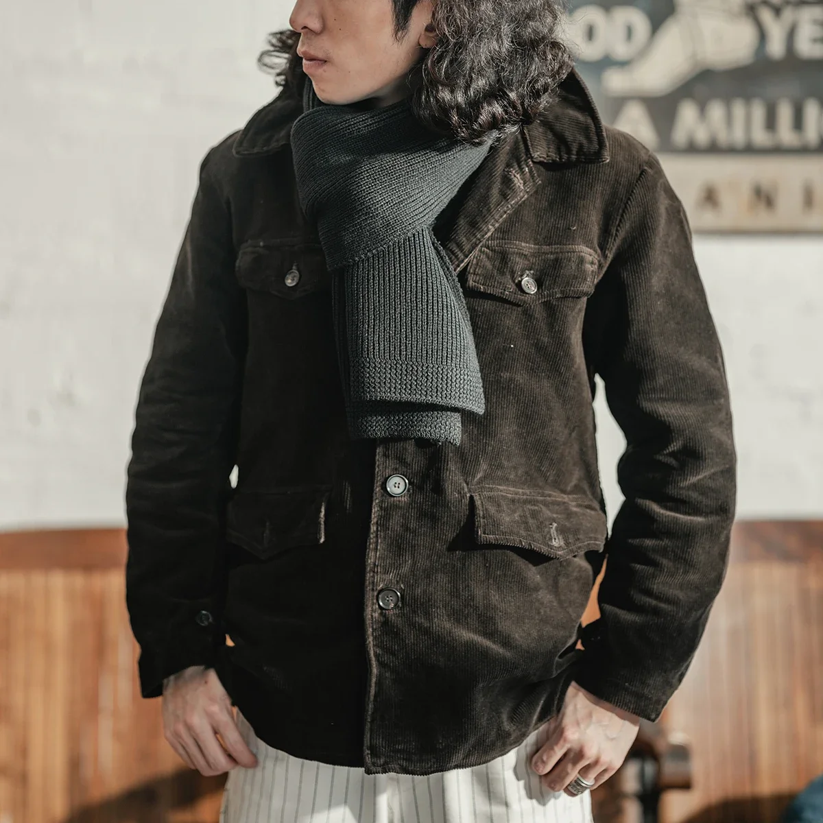 Non Stock Naval Wool Blend Scarf Men's Long Warm Scarves Winter Soft Neck Shawl