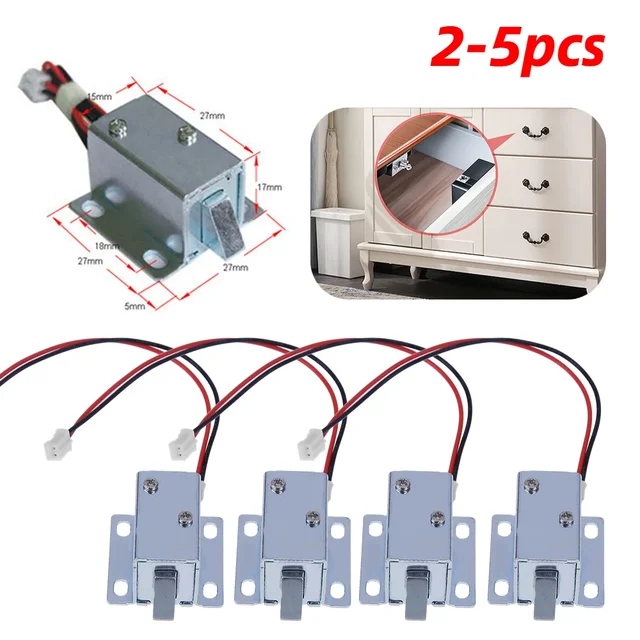 2-5ชิ้น DC 5V-6V 12V gembok MAGNET ขนาดเล็กโซลินอยด์แม่เหล็กไฟฟ้าล็อกเกอร์ไฟฟ้าควบคุมตู้มีลิ้นชักล็อคประตู 1