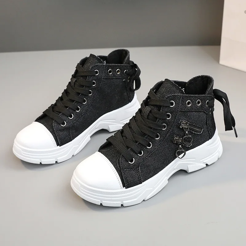 2025 Spring New High-Top Canvas Shoes for Women Breathable