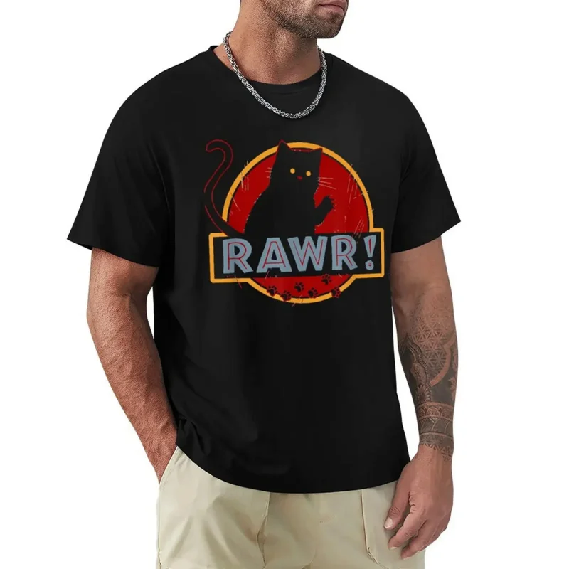 

Rawr! Футболка для мальчиков с изображением кошки Юрского периода, футболки с животным принтом, мужские винтажные футболки