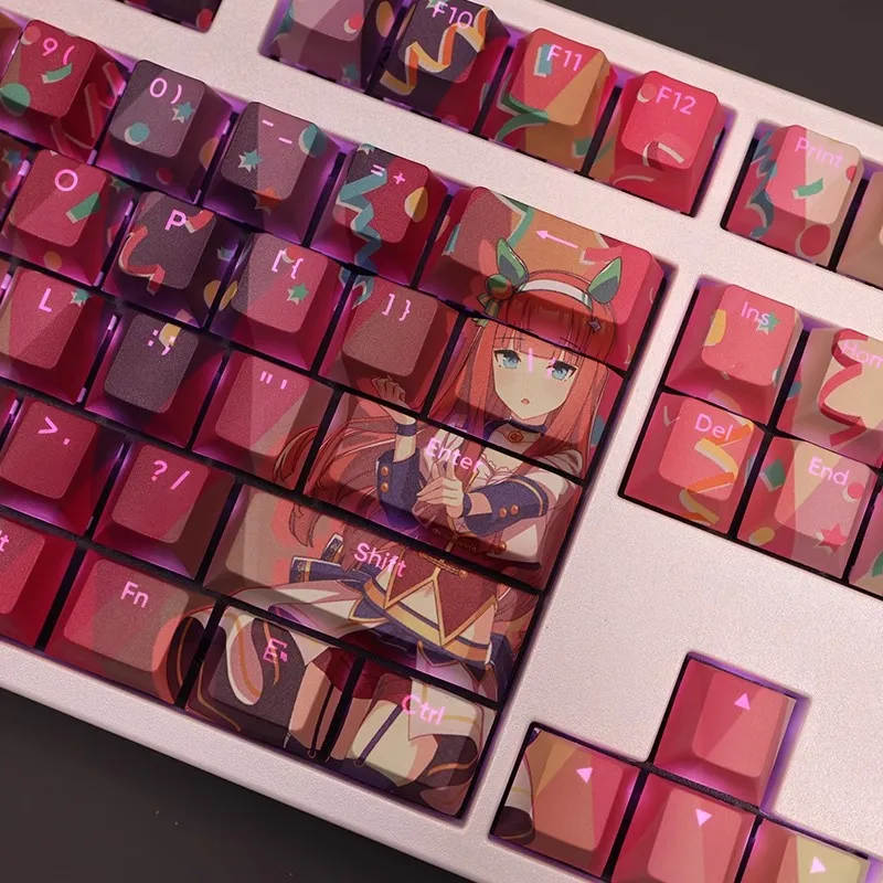 Muito Derby Silence Suzuka Pbt Keycap Teclado Retroiluminado Anime Gaming Key Caps para Ansi 61 87 104 108 Chaves Set - Imagem 2