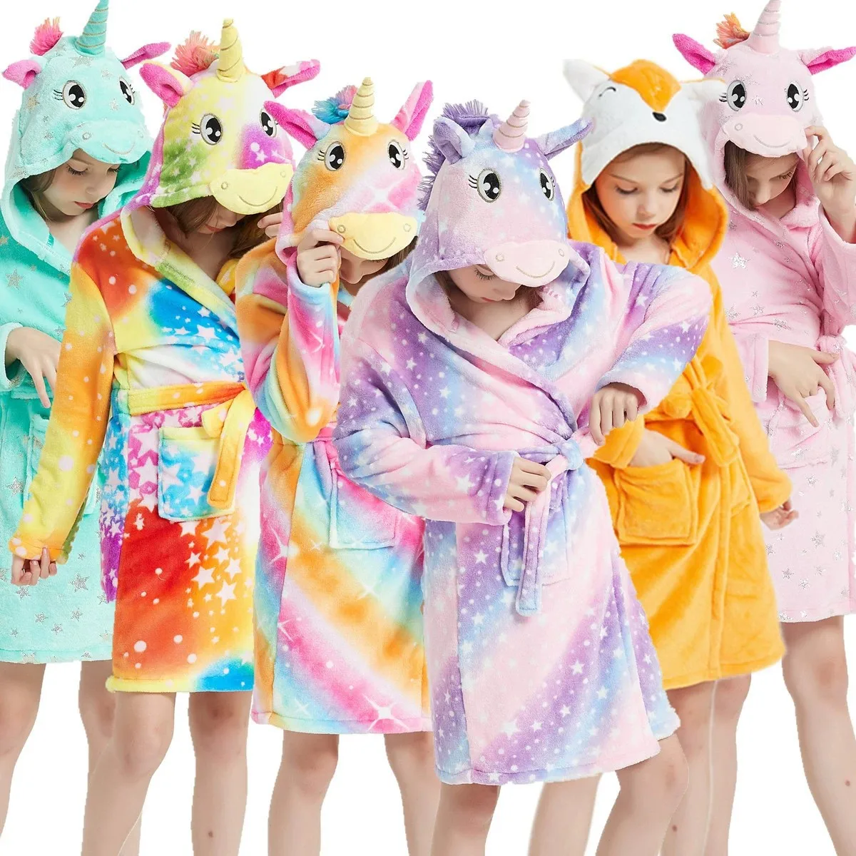 Pink Princess Bath Robe For Girls 3-12 Years Unicorn Kids Bath Towel Robe Kigurumi Winter Baby Girl Bathrobe child bathrobe,kids robe