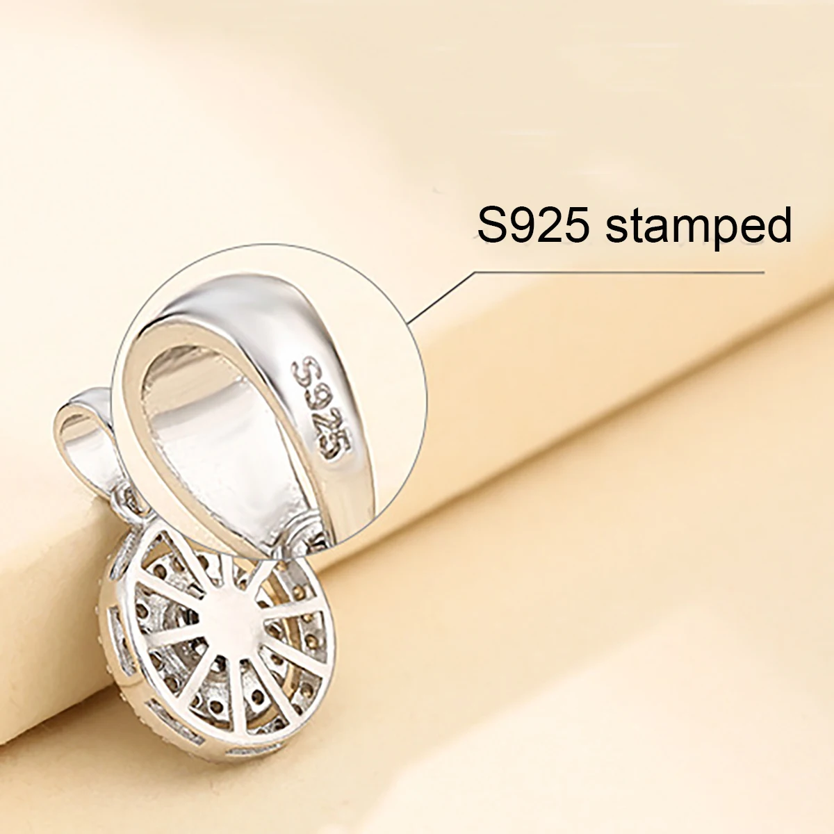 925 Sterling Silver Pendant Base Blank fit 6mm Round Amber and Jade Beads Setting Handmade Pendant Necklace Jewelry Craft