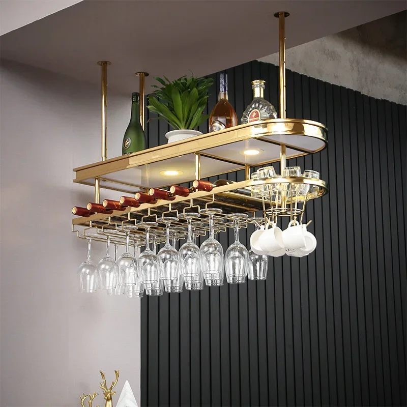 Stainless steel bar table hanger rack hanging bottle red wine rack