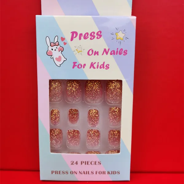 Glitter Press On Nails For Kids Diy Manicure Set False Nails_voghion.com