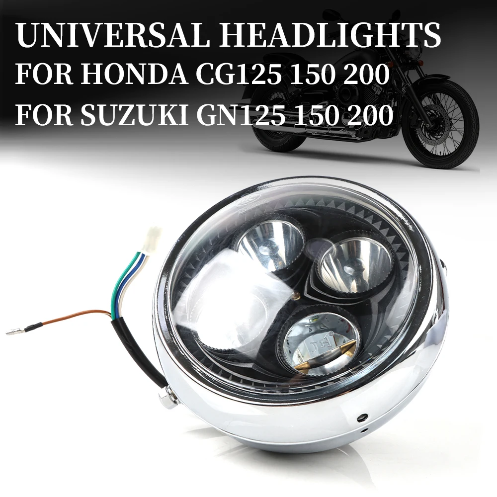 Farol redondo da motocicleta, farol dianteiro do velomotor, rua do  cruzador, universal, Honda CG, Suzuki GN, YAMAHA, redondo - AliExpress, image size:1000x1000