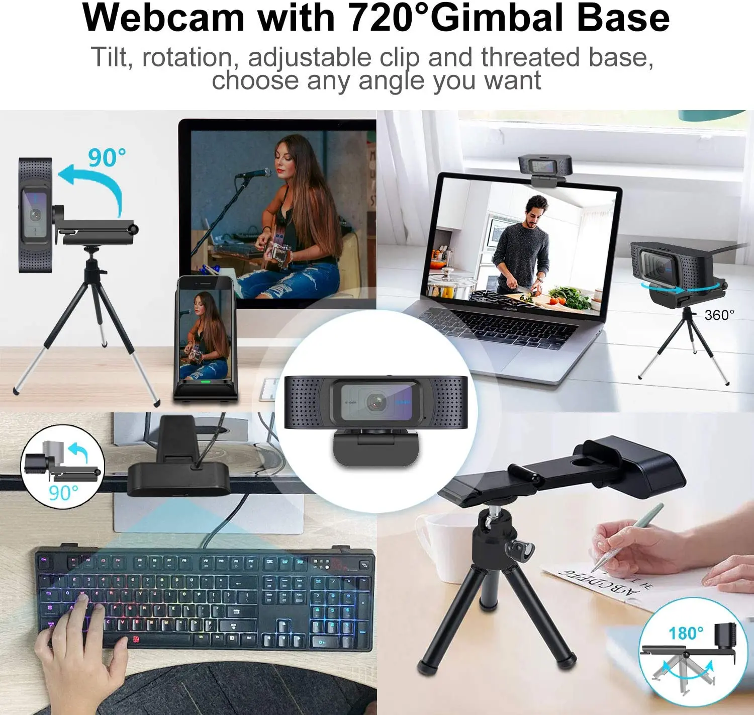 HD 1080P USB Webcam with Microphone for Computer and Laptop