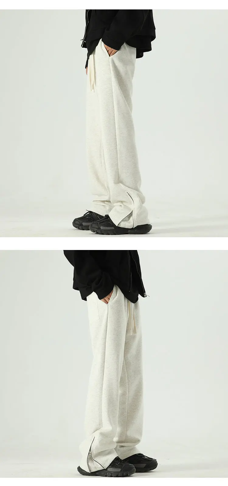 Description Picture 4 of itemMen High Street Fashion Loose Casual Zipper Hem Sport Pants Sweatpants Joggers Women Hip Hop Long Trousers