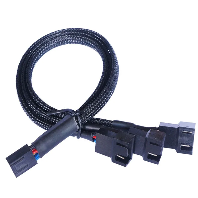 4 Pin Pwm Fan Cable 1 To 2/3/4 Ways Splitter Black Sleeved 27cm Extension Cable Connector PWM Extension Cables