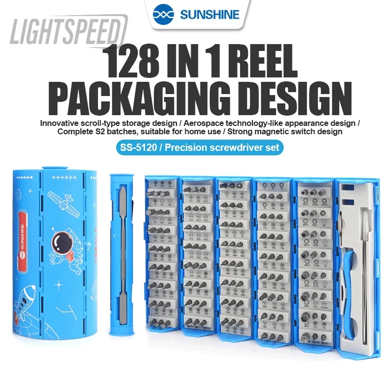 

SUNSHINE SS-5120 128 in 1 Precision Screwdriver Set 120PCS S2 Alloy Steel Bits Compatible with Equipment Repair and Disassembly