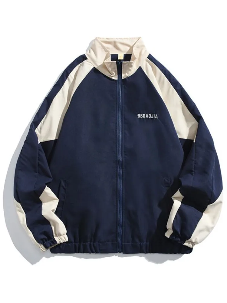 

Hip Hop Varsity Jacket Men Patchwork Color Contrast Windbreaker Coats High Street Women Spring Autumn Thin Chic College Jackets