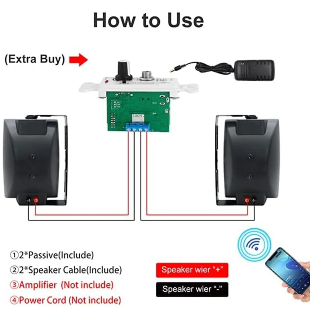 Herdio 6.5 Inch 400W Outdoor Passive Speakers Wall Mount Speakers Wired Waterproof With Powerful Bass For Patio Garden Poolside 5
