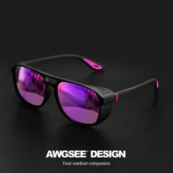 Enhanced UV Polarized Sports Sunglasses - Windproof and Anti - Glare Unisex Outdoor Eyewear (C6 Purple)
