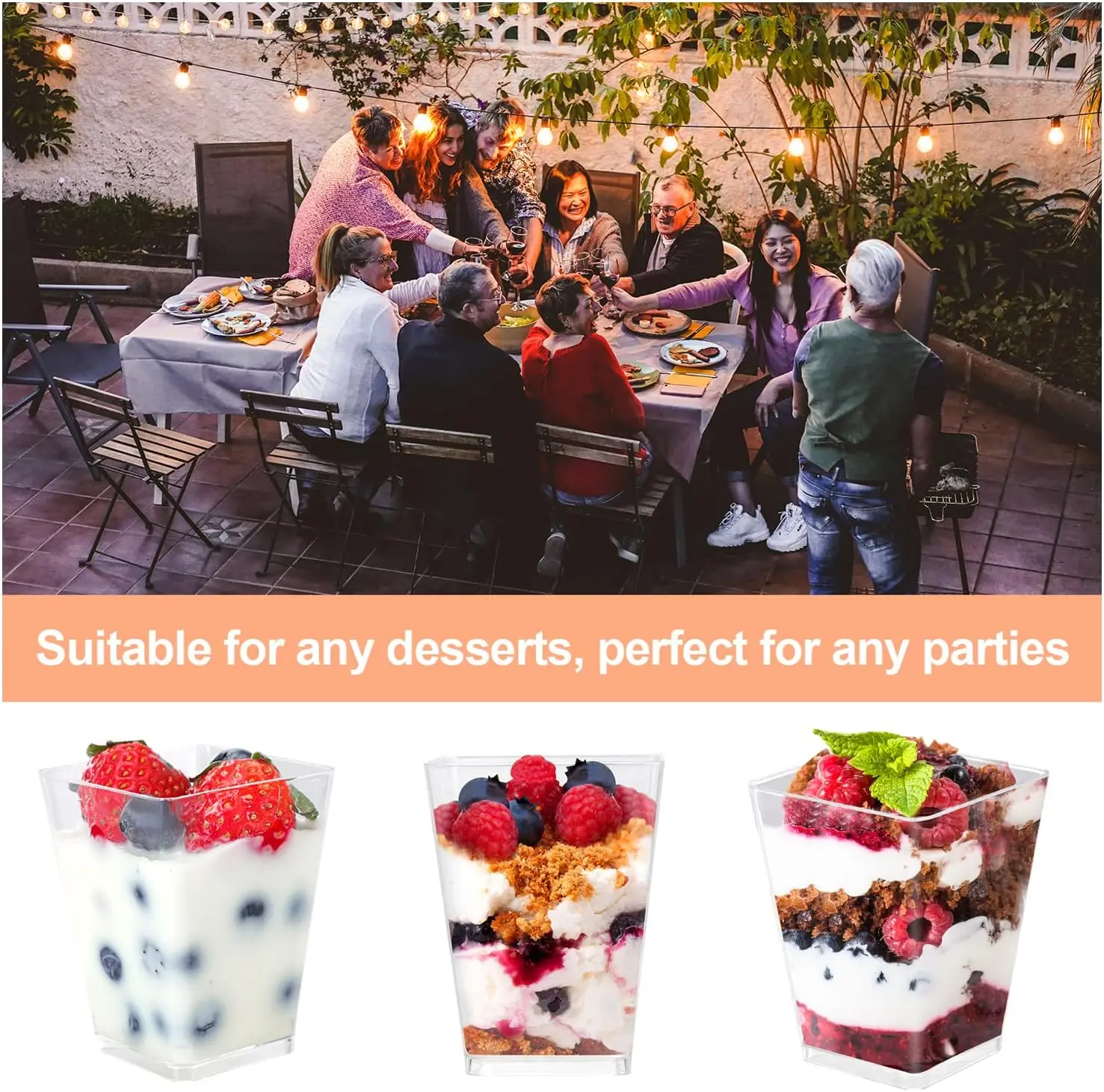 Plastic Cups 20PCS 160ml Dessert Cups With Lids Spoons For Pudding Cake Appetizer Jelly Yogurt Mousse Baking
