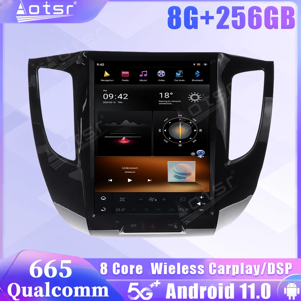

Автомагнитола Qualcomm Snapdragon 665 Android 11 Tesla для Mitsubishi L200 2015 2016 2017 2018 приемник GPS Carplay стерео головное устройство